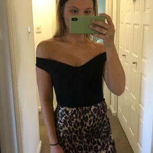 Black off the shoulder bodysuit